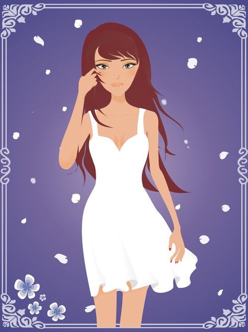 Girl In White Dress Vector Free Download