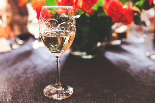 Glass of White Wine Champagne Stock Photo