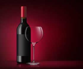 Glass wine cup with bottle vector 01