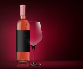 Glass wine cup with bottle vector 04