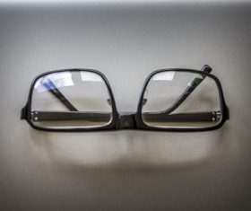 Glasses on the desktop Stock Photo