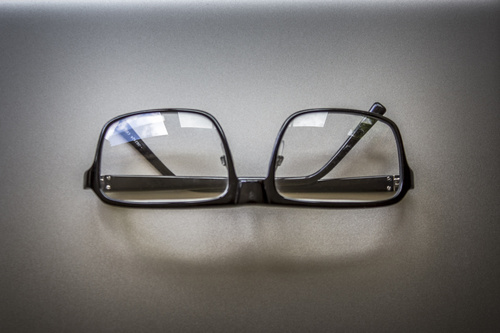 Glasses on the desktop Stock Photo