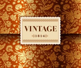 Gold flower with vintage card vector