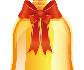 Golden bell with red bows vector illustration 03