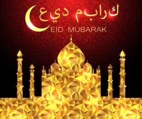 Golden geometric shape mubarak background vector