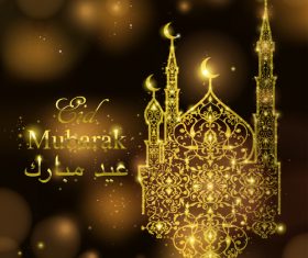 Golden mubarak decor with halation background vector