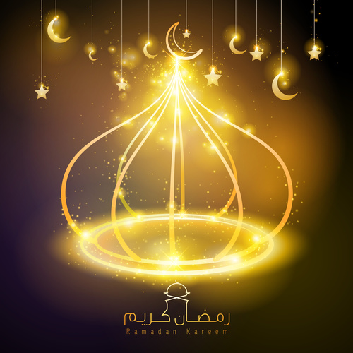 Golden shiny eid mubarak background vector