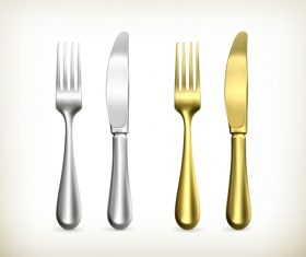 Golden with silver tableware vector