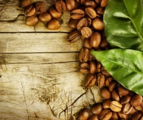 Grains of coffee with leaves Stock Photo  (6)