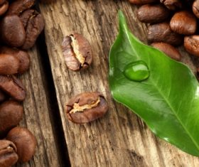 Grains of coffee with leaves Stock Photo  (7)