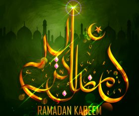 Green Ramadan Kareem Greenting Background Vector