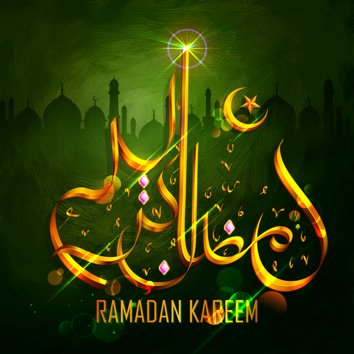 Green Ramadan Kareem Greenting Background Vector