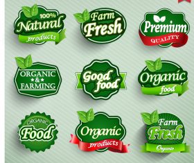 Green farm fresh with orgenic food labels vector