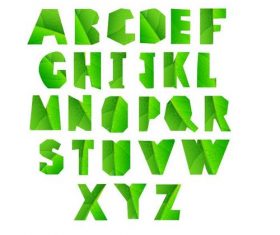 Green leaves texture alphabet vectors