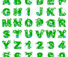 Green plants with alphabet vectors