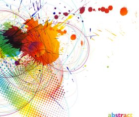 Grunge stains background with colored elements vector 01