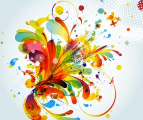 Cricle with colored grunge background vector free download