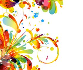 Grunge stains background with colored elements vector 07