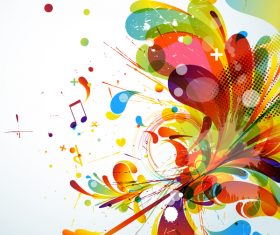 Grunge stains background with colored elements vector 08