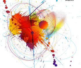 Grunge stains background with colored elements vector 09