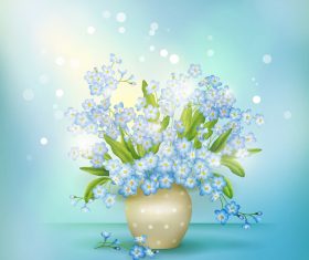 Halation background with blue flower vector