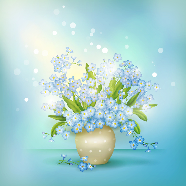 Halation background with blue flower vector