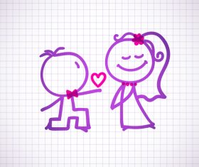 Hand drawn lovers on the paper vector 01