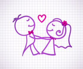 Hand drawn lovers on the paper vector 02