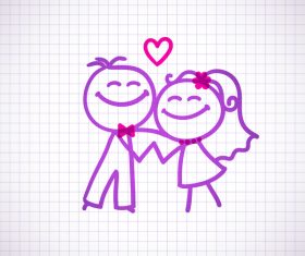Hand drawn lovers on the paper vector 04