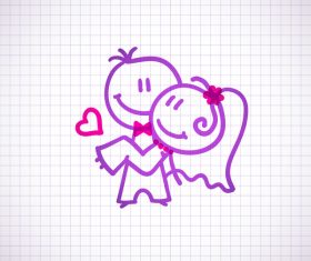 Hand drawn lovers on the paper vector 05