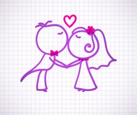 Hand drawn lovers on the paper vector 07