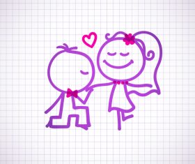 Hand drawn lovers on the paper vector 10