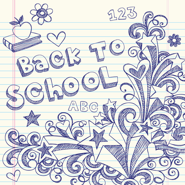 Hand drawn school elements vector design 03