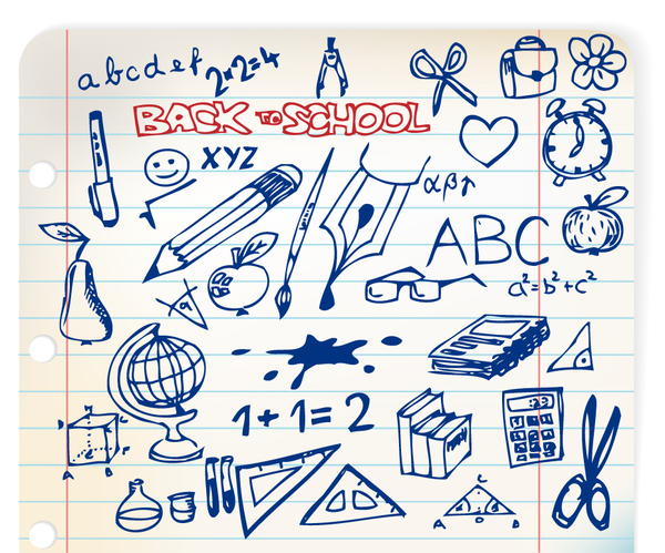 Hand drawn school elements vector design 04