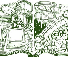 Hand drawn school elements vector design 09