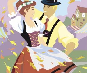 Happiness couple dancing vector