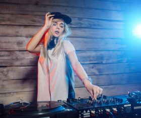 Happy DJ woman Stock Photo 03