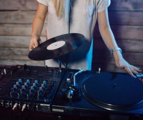 Happy DJ woman Stock Photo 04