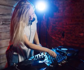 Happy DJ woman Stock Photo 05