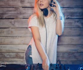 Happy DJ woman Stock Photo 06