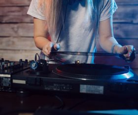 Happy DJ woman Stock Photo 07