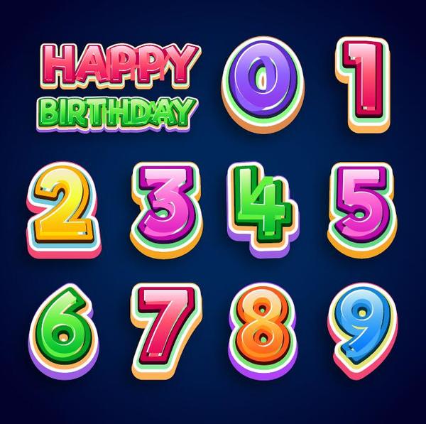 Happy birthday text with 3D number design vector