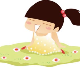 Happy little girl vector