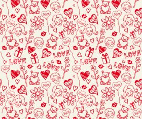 Heart with bear seamless pattern vector