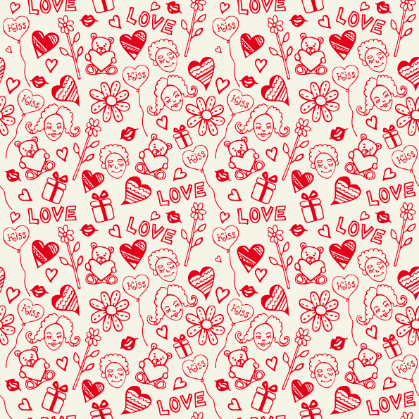 Heart with bear seamless pattern vector