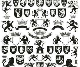 Heraldry Symbols and decorative elements vector 01