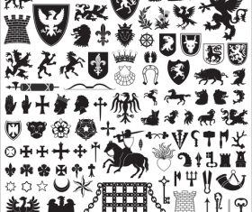 Heraldry Symbols and decorative elements vector 02