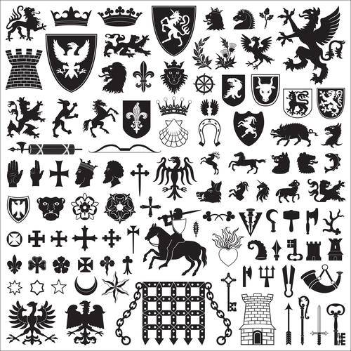 Heraldry Symbols and decorative elements vector 02