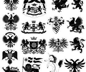Heraldry Symbols and decorative elements vector 03