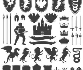 Heraldry Symbols and decorative elements vector 05 free download